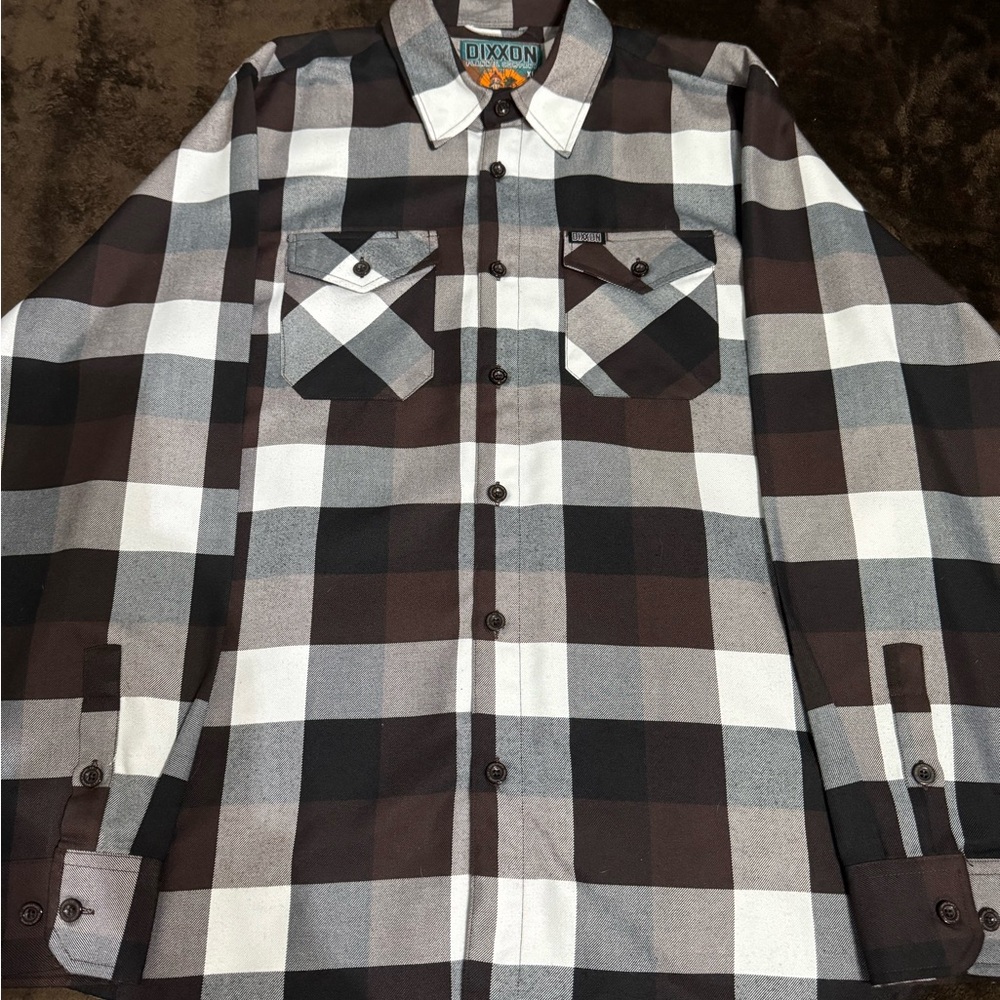 Dixxon Capistrano Men's Black and Brown & White Plaid Flannel Shirt